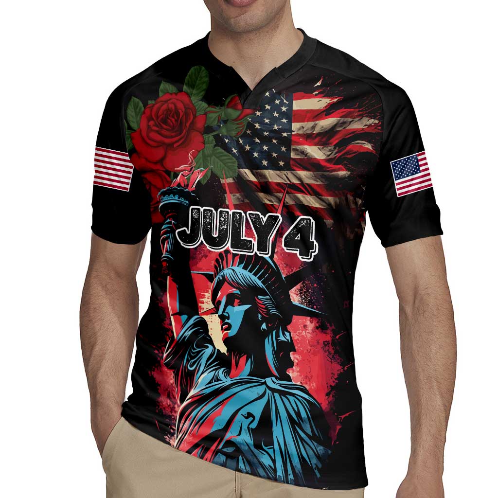 United States Independence Day Rugby Jersey The 4th of July Statue of Liberty Retro Style - Wonder Print Shop