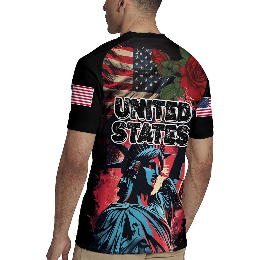 United States Independence Day Rugby Jersey The 4th of July Statue of Liberty Retro Style - Wonder Print Shop