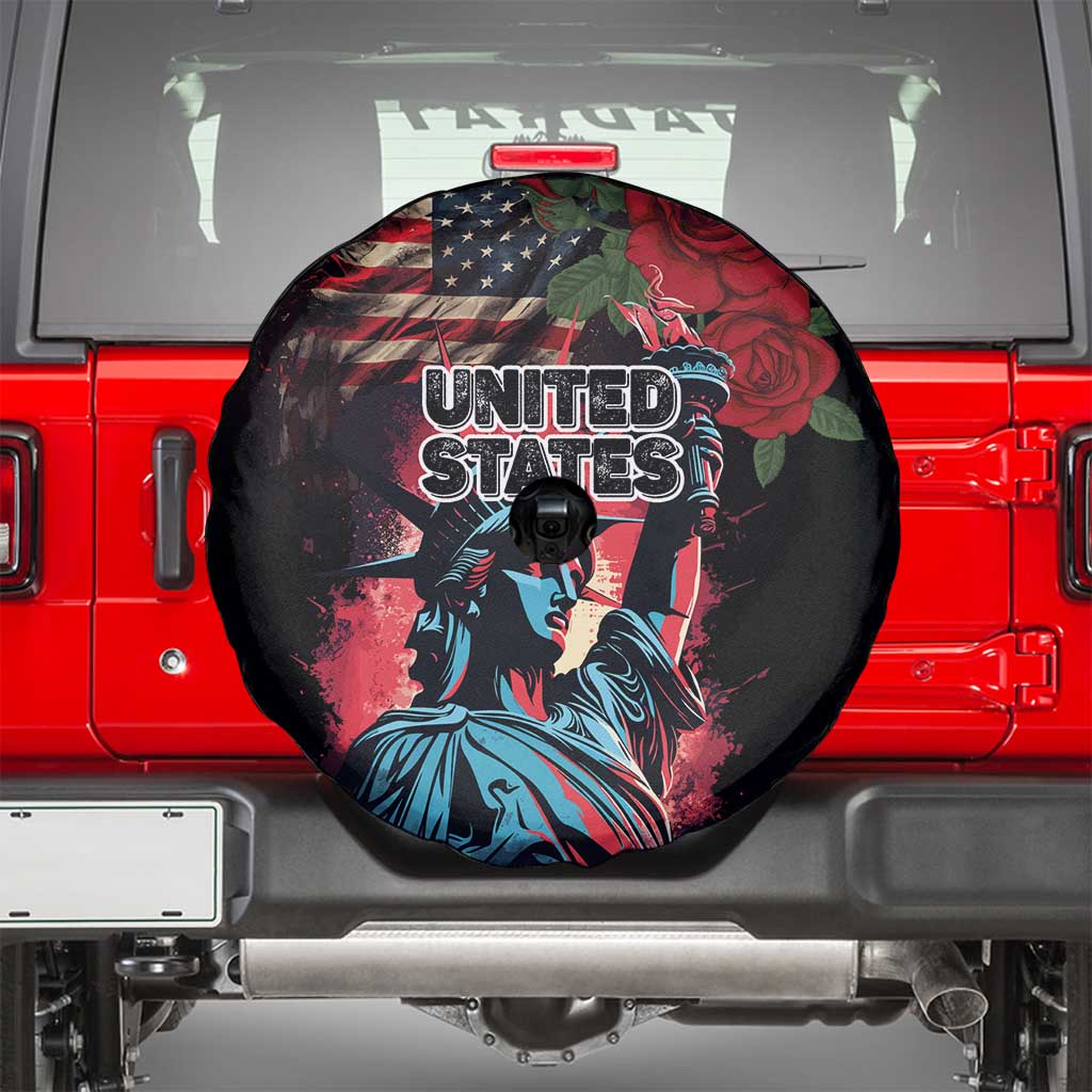 United States Independence Day Spare Tire Cover The 4th of July Statue of Liberty Retro Style - Wonder Print Shop