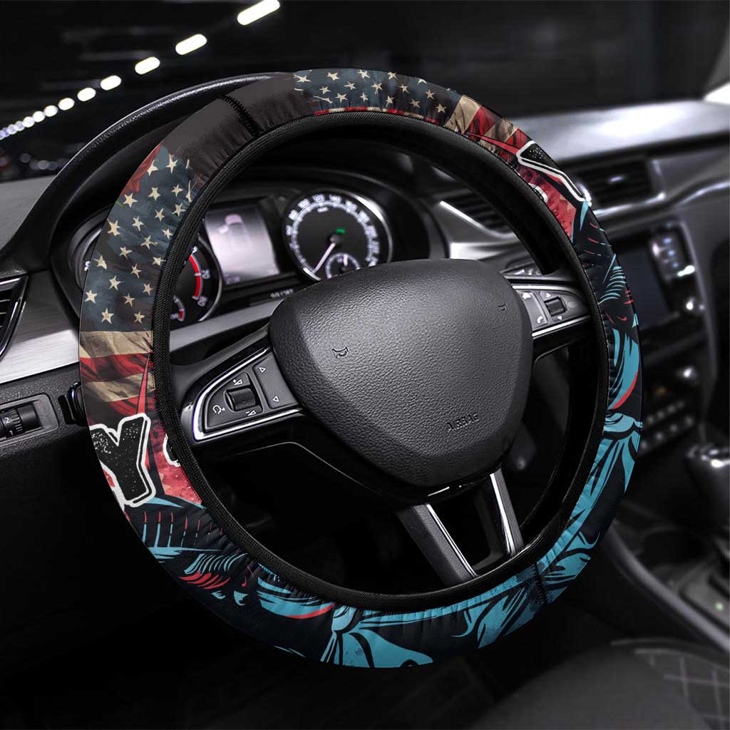 United States Independence Day Steering Wheel Cover The 4th of July Statue of Liberty Retro Style - Wonder Print Shop