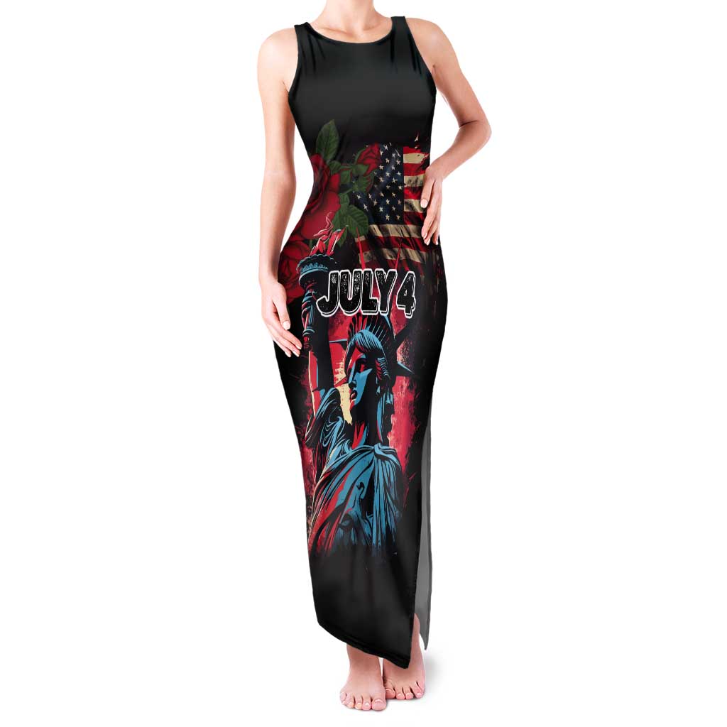 United States Independence Day Tank Maxi Dress The 4th of July Statue of Liberty Retro Style - Wonder Print Shop
