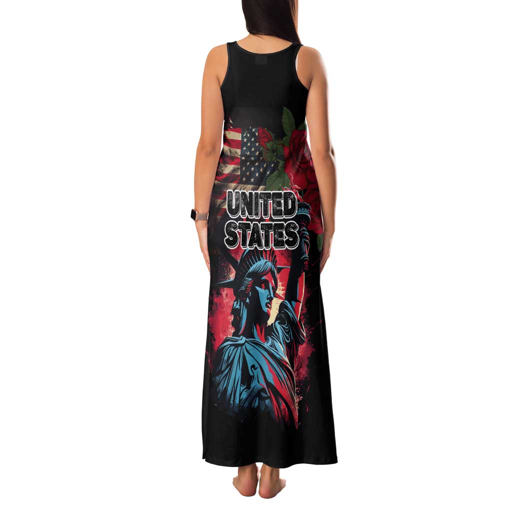 United States Independence Day Tank Maxi Dress The 4th of July Statue of Liberty Retro Style - Wonder Print Shop