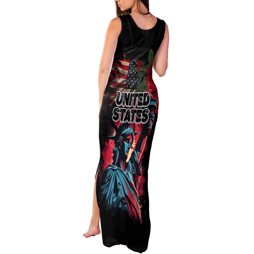 United States Independence Day Tank Maxi Dress The 4th of July Statue of Liberty Retro Style - Wonder Print Shop