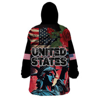 United States Independence Day Wearable Blanket Hoodie The 4th of July Statue of Liberty Retro Style - Wonder Print Shop