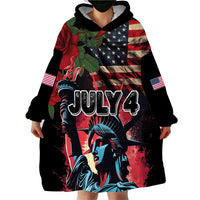 United States Independence Day Wearable Blanket Hoodie The 4th of July Statue of Liberty Retro Style - Wonder Print Shop