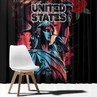 United States Independence Day Window Curtain The 4th of July Statue of Liberty Retro Style - Wonder Print Shop
