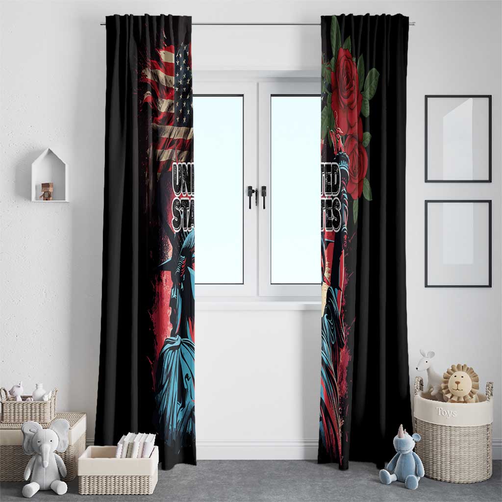 United States Independence Day Window Curtain The 4th of July Statue of Liberty Retro Style - Wonder Print Shop