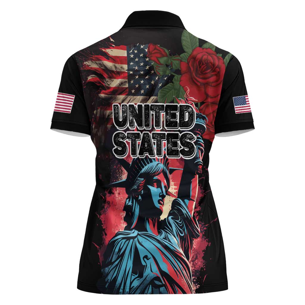 United States Independence Day Women Polo Shirt The 4th of July Statue of Liberty Retro Style - Wonder Print Shop