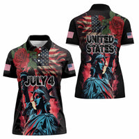 United States Independence Day Women Polo Shirt The 4th of July Statue of Liberty Retro Style - Wonder Print Shop
