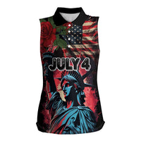 United States Independence Day Women Sleeveless Polo Shirt The 4th of July Statue of Liberty Retro Style - Wonder Print Shop