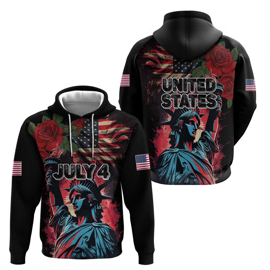 United States Independence Day Zip Hoodie The 4th of July Statue of Liberty Retro Style - Wonder Print Shop
