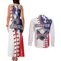 American Baseball Couples Matching Tank Maxi Dress and Long Sleeve Button Shirt Go Champion 2024 - Wonder Print Shop