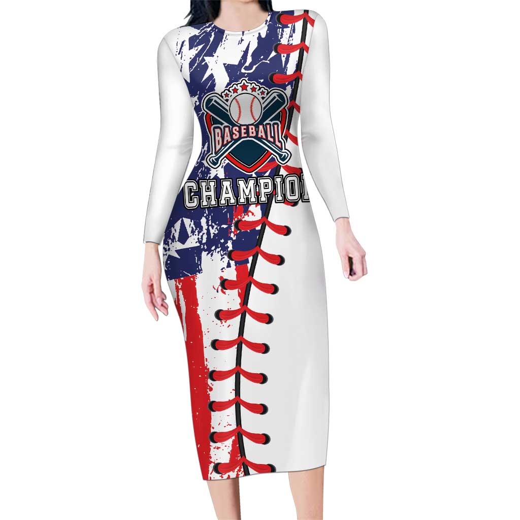 American Baseball Family Matching Long Sleeve Bodycon Dress and Hawaiian Shirt Go Champion 2024 - Wonder Print Shop