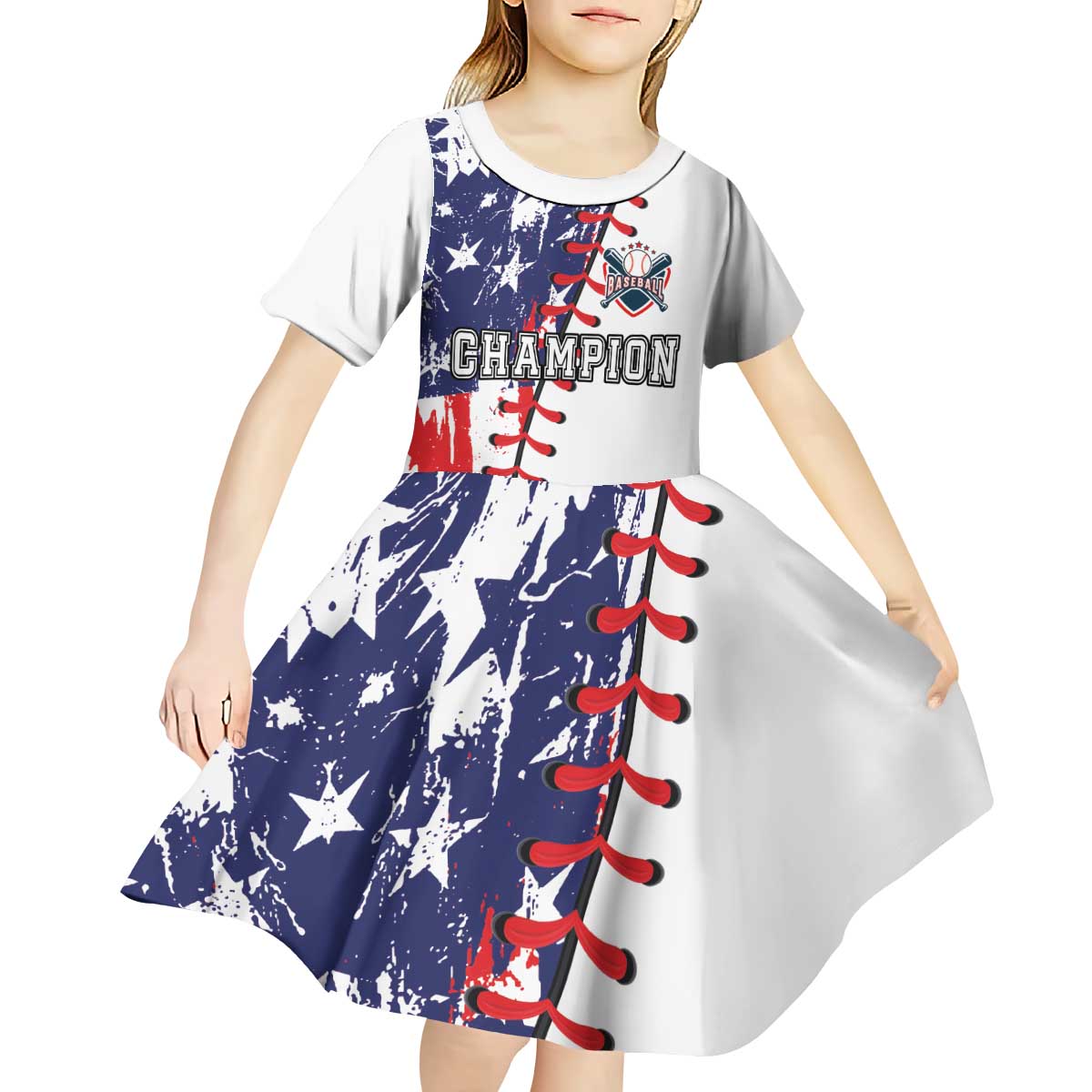 American Baseball Kid Short Sleeve Dress Go Champion 2024 - Wonder Print Shop