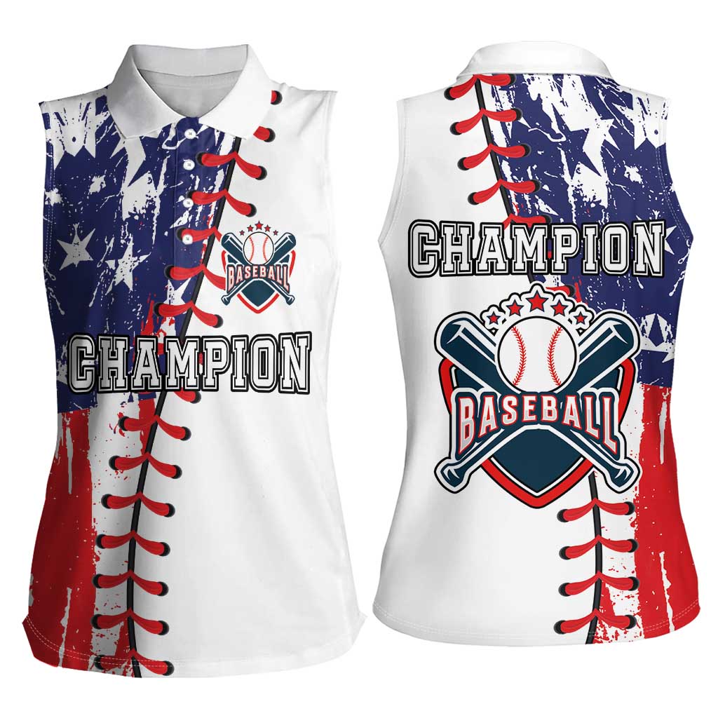 American Baseball Women Sleeveless Polo Shirt Go Champion 2024 - Wonder Print Shop