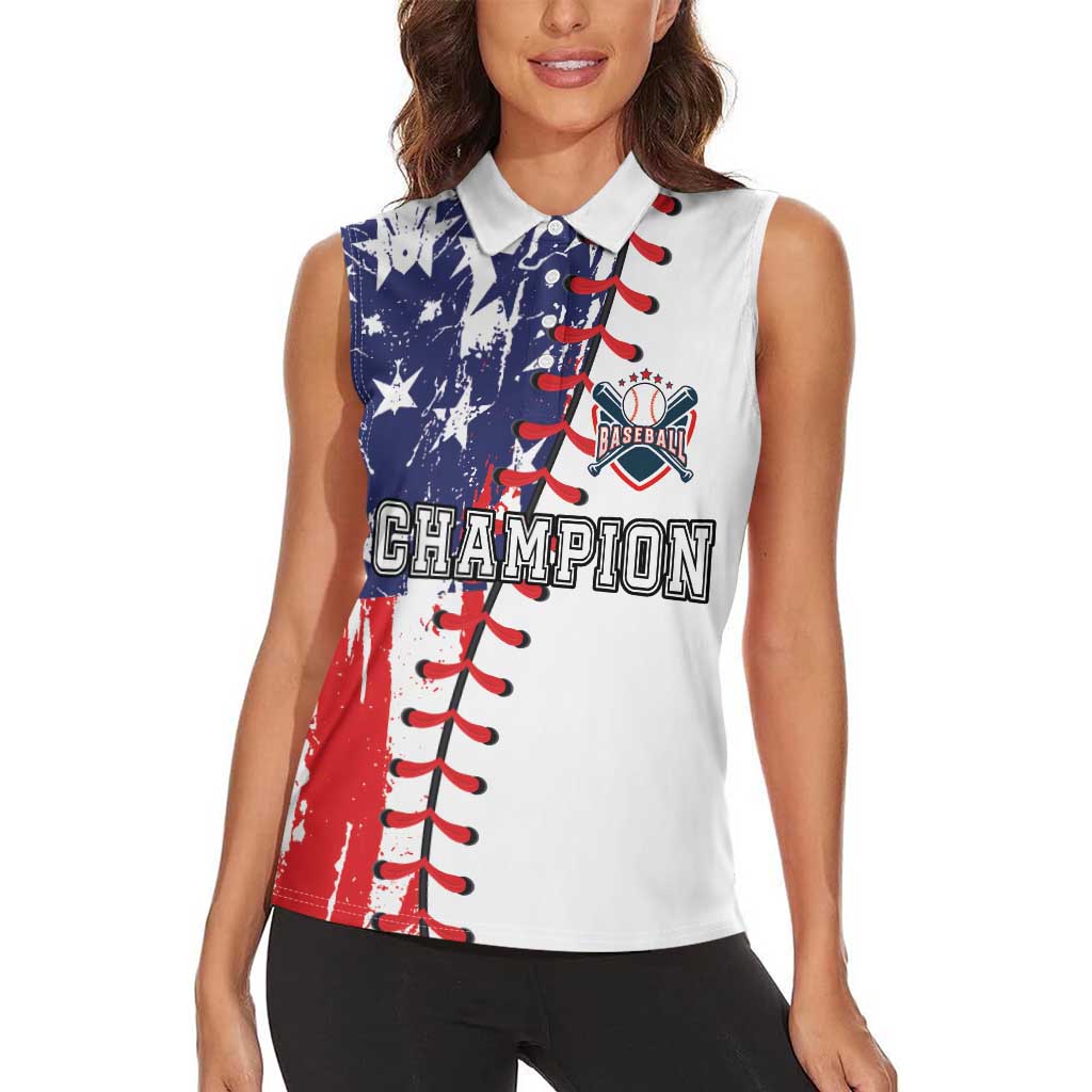 American Baseball Women Sleeveless Polo Shirt Go Champion 2024 - Wonder Print Shop
