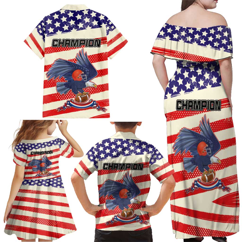 American Football Family Matching Off Shoulder Maxi Dress and Hawaiian Shirt Go Champion 2024 - Wonder Print Shop