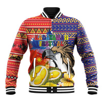 Philippines Kadayawan Baseball Jacket Filipino Eagle Durian with Polynesian and Igorots Pattern - Wonder Print Shop