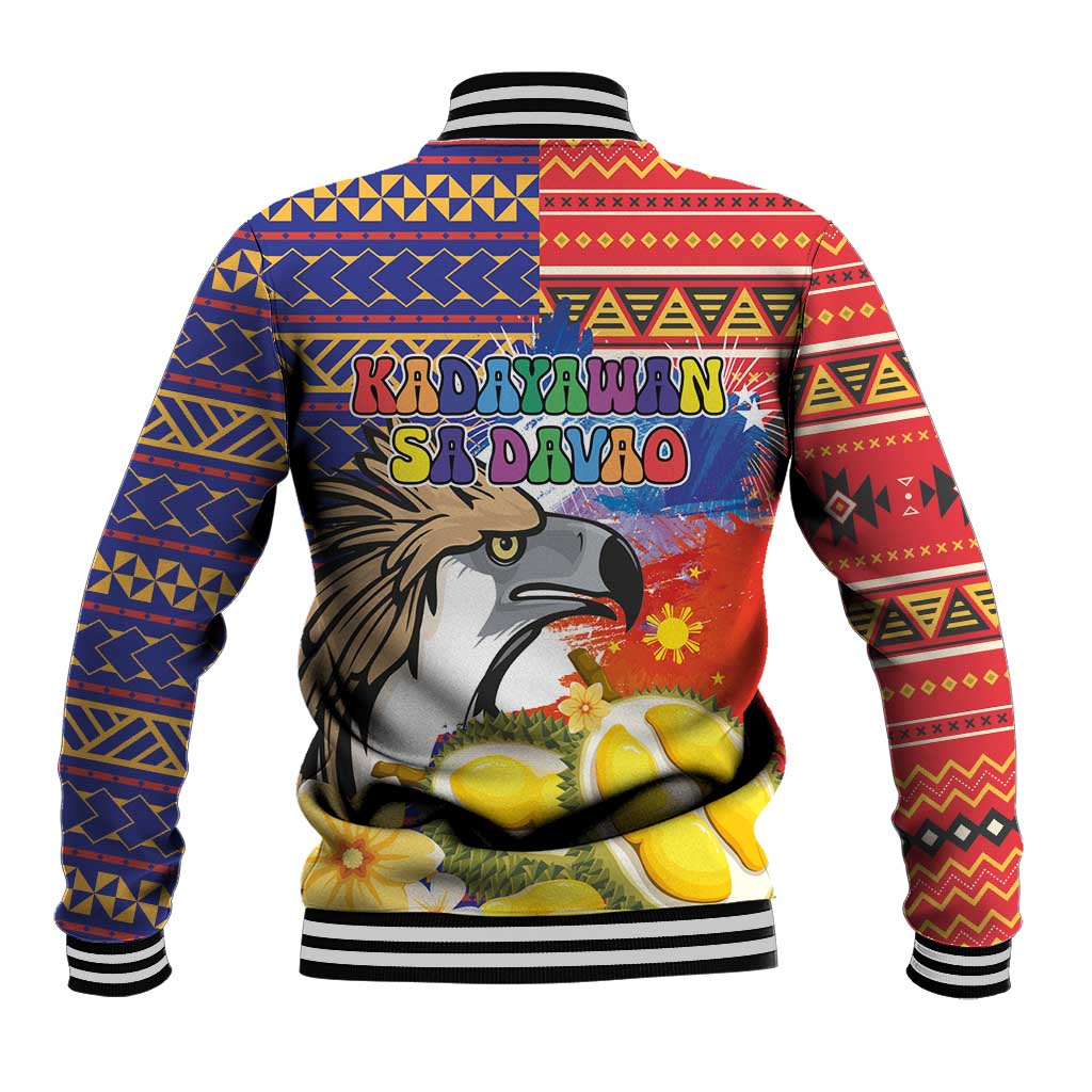 Philippines Kadayawan Baseball Jacket Filipino Eagle Durian with Polynesian and Igorots Pattern - Wonder Print Shop