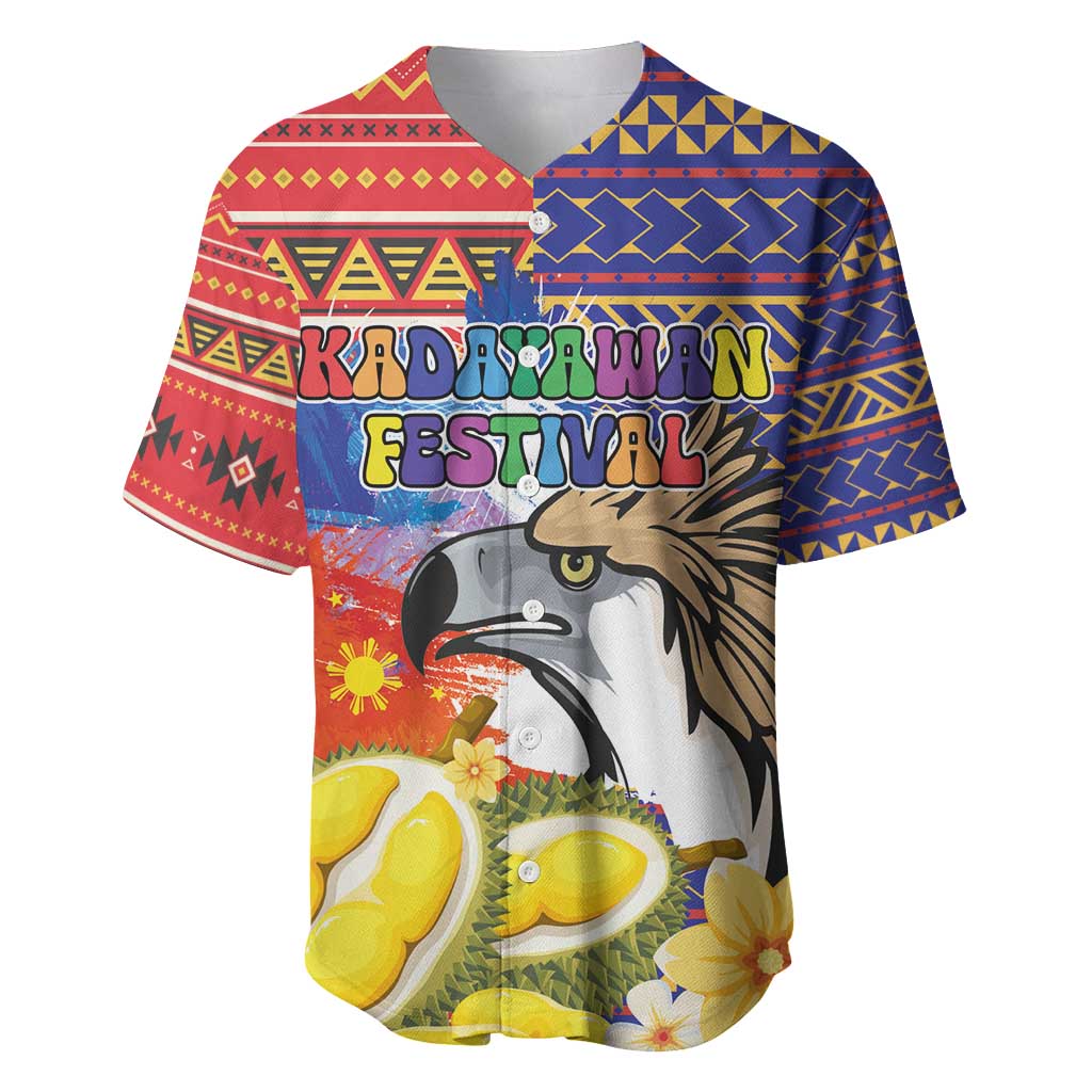 Philippines Kadayawan Baseball Jersey Filipino Eagle Durian with Polynesian and Igorots Pattern - Wonder Print Shop