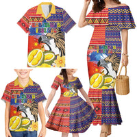 Philippines Kadayawan Family Matching Mermaid Dress and Hawaiian Shirt Filipino Eagle Durian with Polynesian and Igorots Pattern - Wonder Print Shop