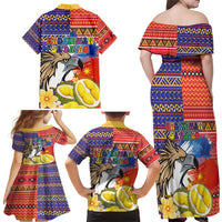 Philippines Kadayawan Family Matching Off Shoulder Maxi Dress and Hawaiian Shirt Filipino Eagle Durian with Polynesian and Igorots Pattern - Wonder Print Shop