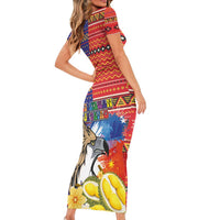 Philippines Kadayawan Family Matching Short Sleeve Bodycon Dress and Hawaiian Shirt Filipino Eagle Durian with Polynesian and Igorots Pattern - Wonder Print Shop