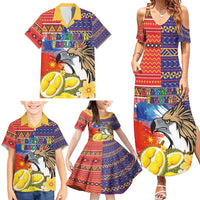 Philippines Kadayawan Family Matching Summer Maxi Dress and Hawaiian Shirt Filipino Eagle Durian with Polynesian and Igorots Pattern - Wonder Print Shop