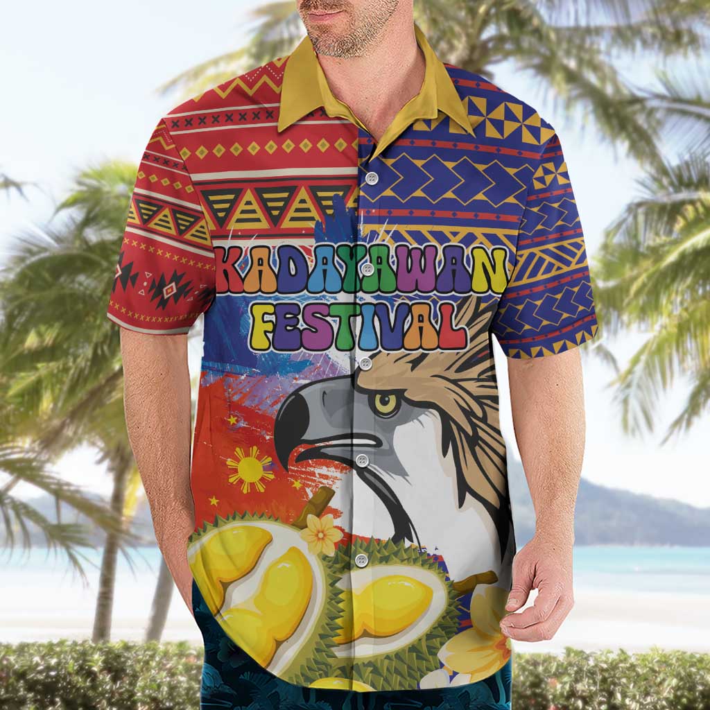 Philippines Kadayawan Hawaiian Shirt Filipino Eagle Durian with Polynesian and Igorots Pattern - Wonder Print Shop