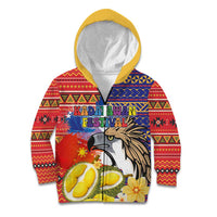 Philippines Kadayawan Kid Hoodie Filipino Eagle Durian with Polynesian and Igorots Pattern - Wonder Print Shop