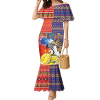 Philippines Kadayawan Mermaid Dress Filipino Eagle Durian with Polynesian and Igorots Pattern - Wonder Print Shop