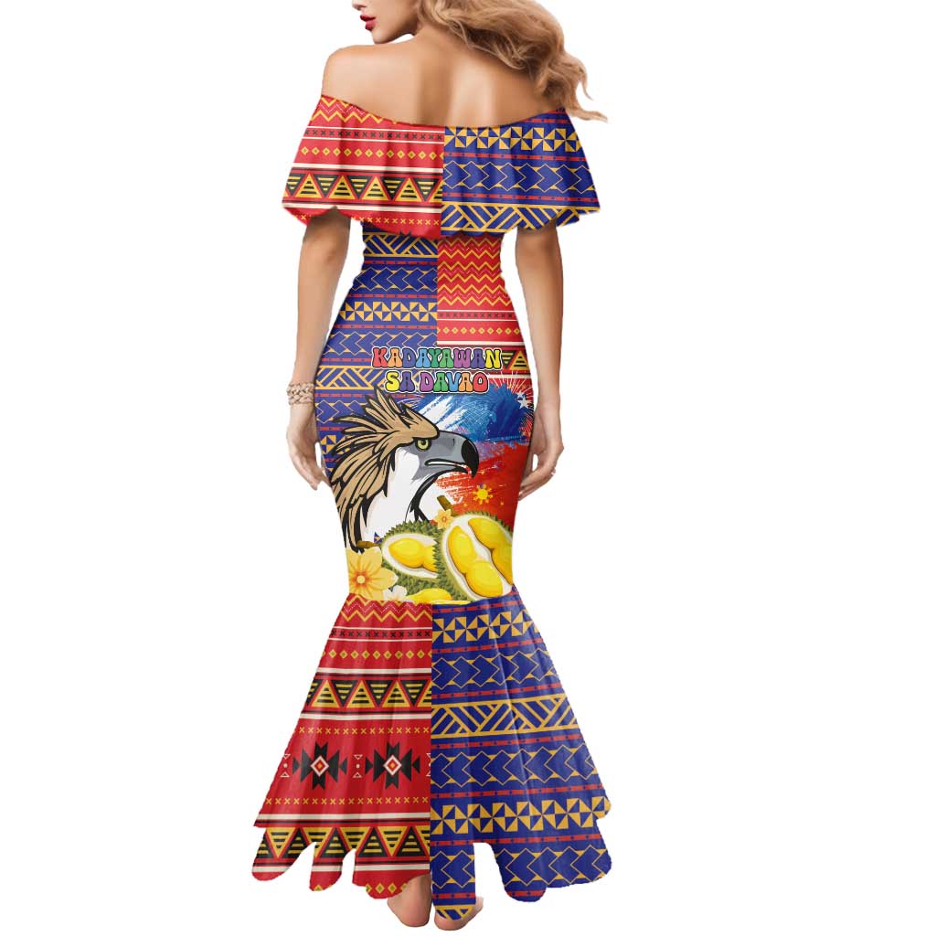 Philippines Kadayawan Mermaid Dress Filipino Eagle Durian with Polynesian and Igorots Pattern - Wonder Print Shop