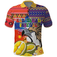 Philippines Kadayawan Polo Shirt Filipino Eagle Durian with Polynesian and Igorots Pattern - Wonder Print Shop