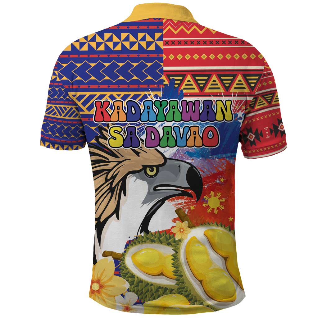 Philippines Kadayawan Polo Shirt Filipino Eagle Durian with Polynesian and Igorots Pattern - Wonder Print Shop