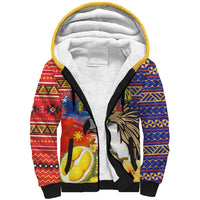 Philippines Kadayawan Sherpa Hoodie Filipino Eagle Durian with Polynesian and Igorots Pattern - Wonder Print Shop