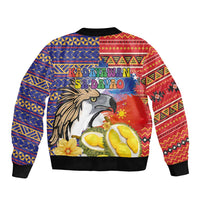 Philippines Kadayawan Sleeve Zip Bomber Jacket Filipino Eagle Durian with Polynesian and Igorots Pattern - Wonder Print Shop