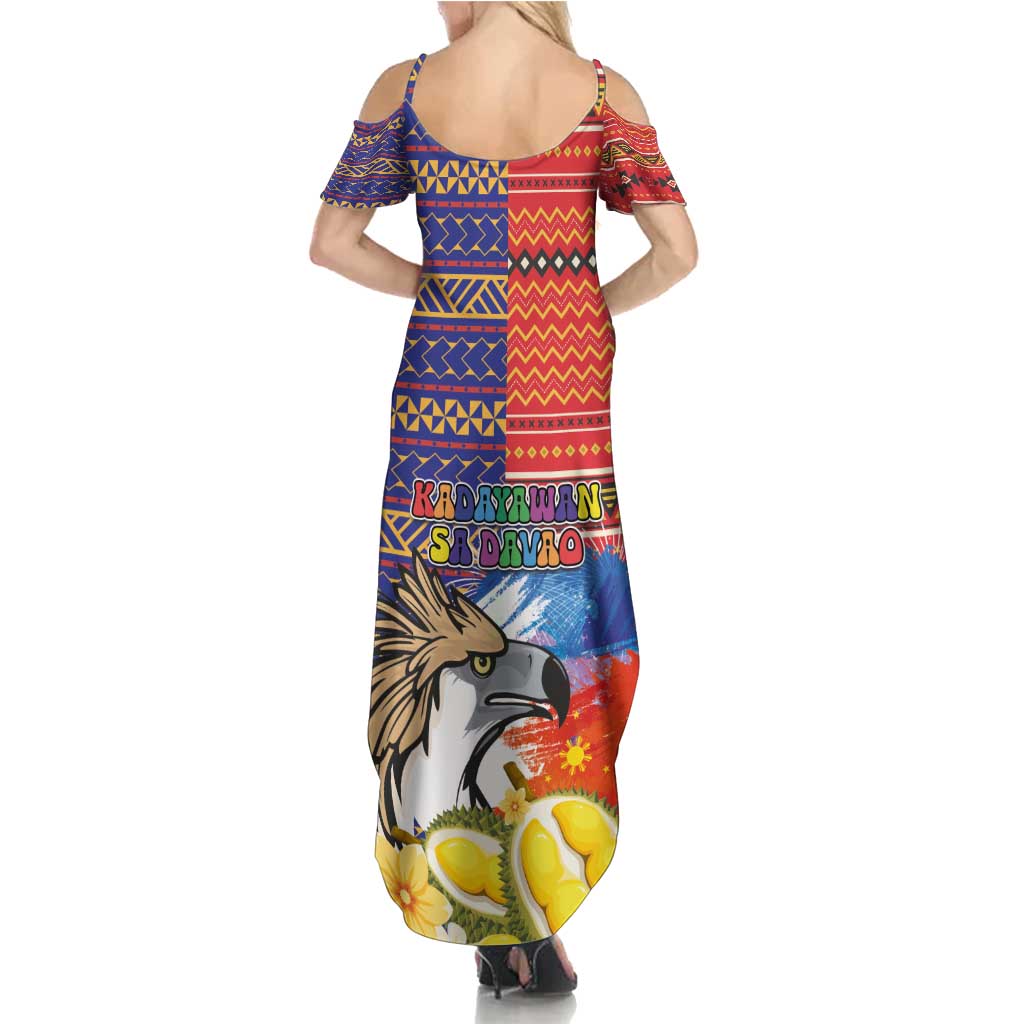 Philippines Kadayawan Summer Maxi Dress Filipino Eagle Durian with Polynesian and Igorots Pattern - Wonder Print Shop