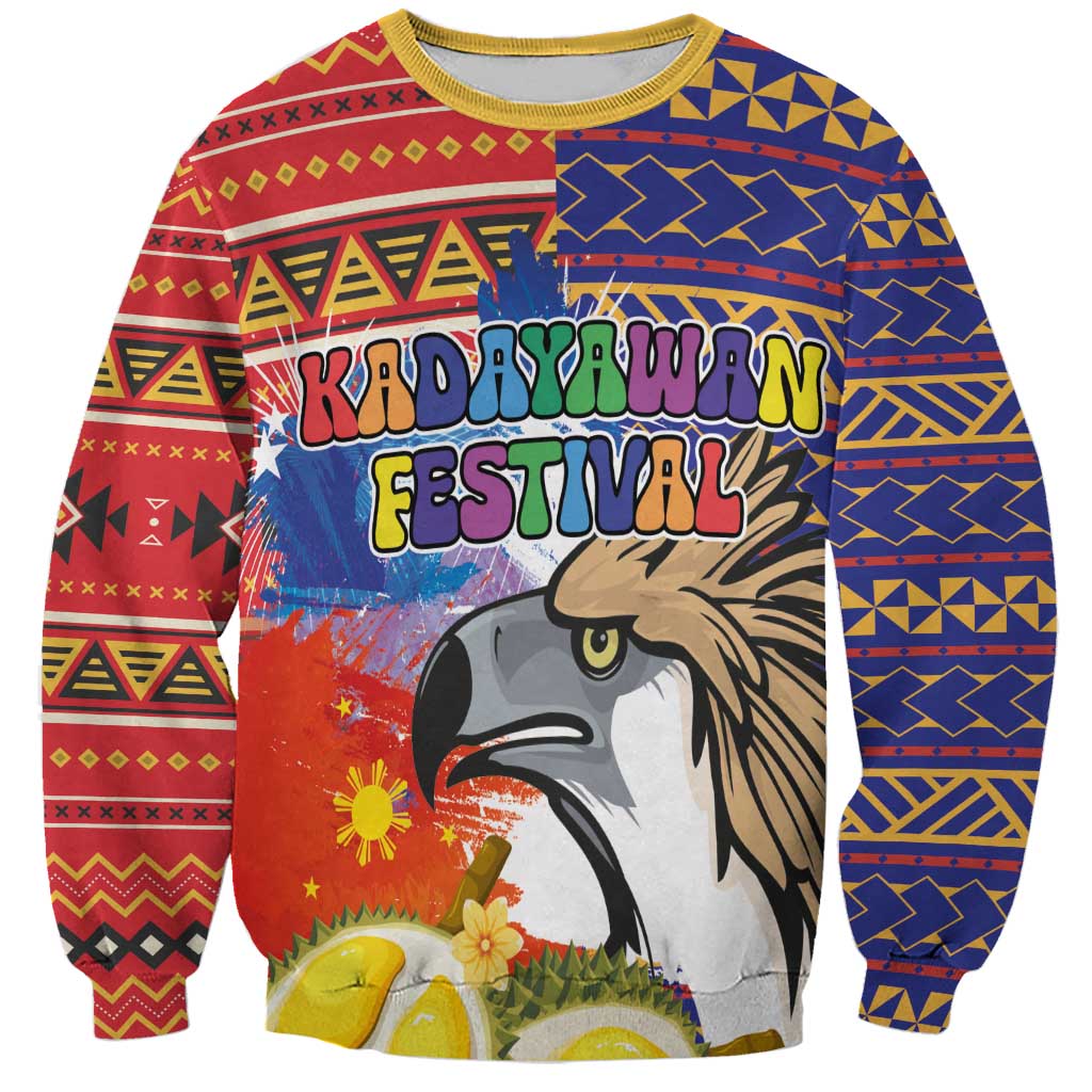 Philippines Kadayawan Sweatshirt Filipino Eagle Durian with Polynesian and Igorots Pattern - Wonder Print Shop