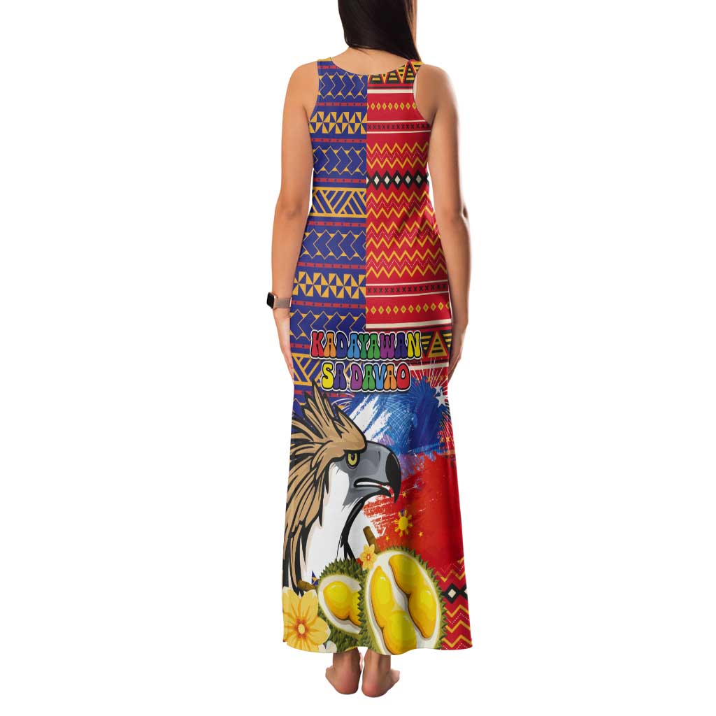 Philippines Kadayawan Tank Maxi Dress Filipino Eagle Durian with Polynesian and Igorots Pattern - Wonder Print Shop