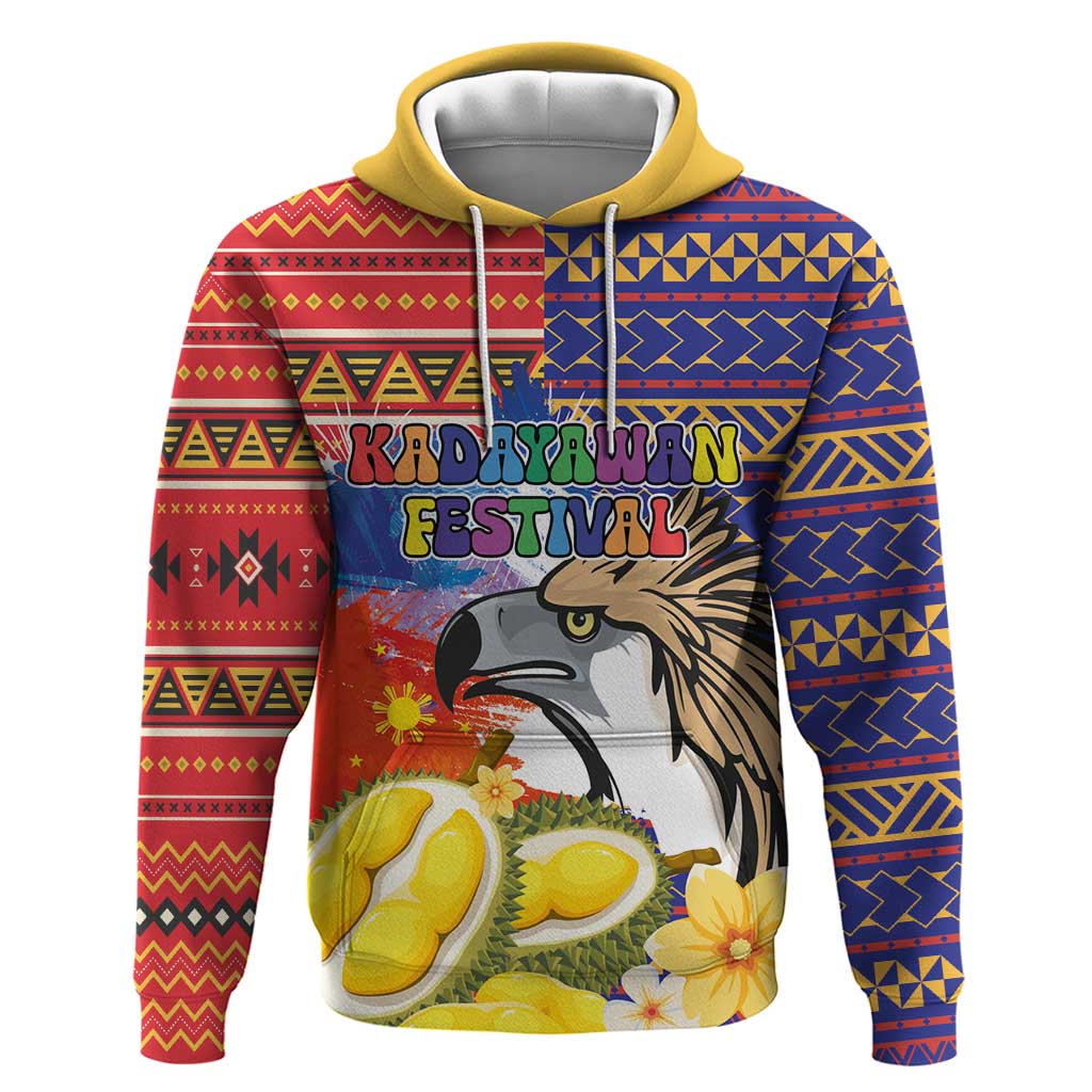 Philippines Kadayawan Zip Hoodie Filipino Eagle Durian with Polynesian and Igorots Pattern - Wonder Print Shop