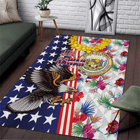 Hawaii and United States Together Area Rug Seal of Hawaii and Bald Eagle - Wonder Print Shop