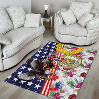 Hawaii and United States Together Area Rug Seal of Hawaii and Bald Eagle - Wonder Print Shop