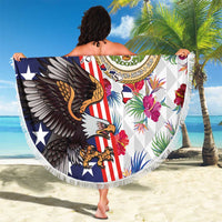 Hawaii and United States Together Beach Blanket Seal of Hawaii and Bald Eagle - Wonder Print Shop