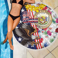 Hawaii and United States Together Beach Blanket Seal of Hawaii and Bald Eagle - Wonder Print Shop