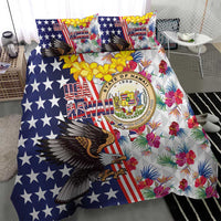 Hawaii and United States Together Bedding Set Seal of Hawaii and Bald Eagle - Wonder Print Shop