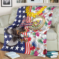 Hawaii and United States Together Blanket Seal of Hawaii and Bald Eagle - Wonder Print Shop
