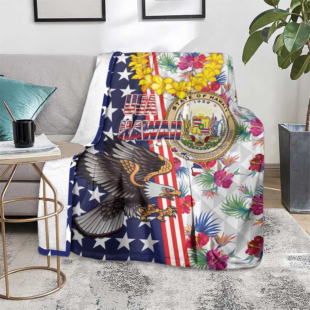 Hawaii and United States Together Blanket Seal of Hawaii and Bald Eagle - Wonder Print Shop