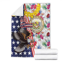 Hawaii and United States Together Blanket Seal of Hawaii and Bald Eagle - Wonder Print Shop
