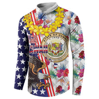 Hawaii and United States Together Button Sweatshirt Seal of Hawaii and Bald Eagle - Wonder Print Shop