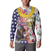Hawaii and United States Together Button Sweatshirt Seal of Hawaii and Bald Eagle - Wonder Print Shop